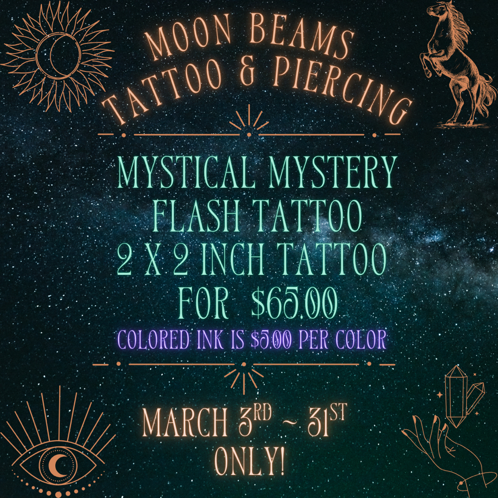 🌙MYSTICAL MYSTERY FLASH TATTOO SPE at Moon Beams Tattoo & Piercing in Pocatello, ID