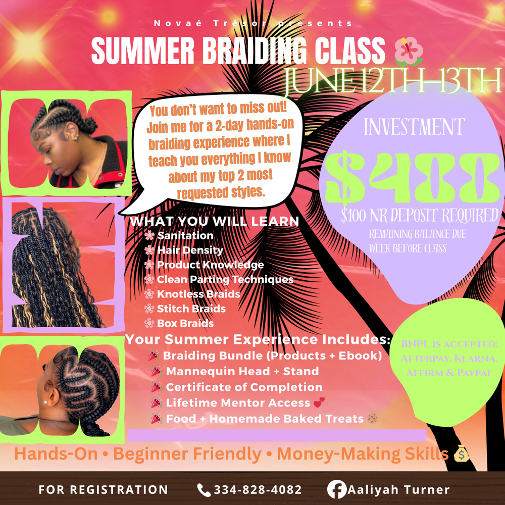 1 on 1 Braiding Course at Novae Tresor Natural Creations LLC in Dothan, AL
