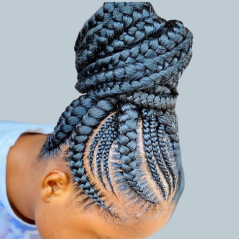 Sleek Feed-in Cornrows at Africana Star Braiding Salon in Los Angeles, CA
