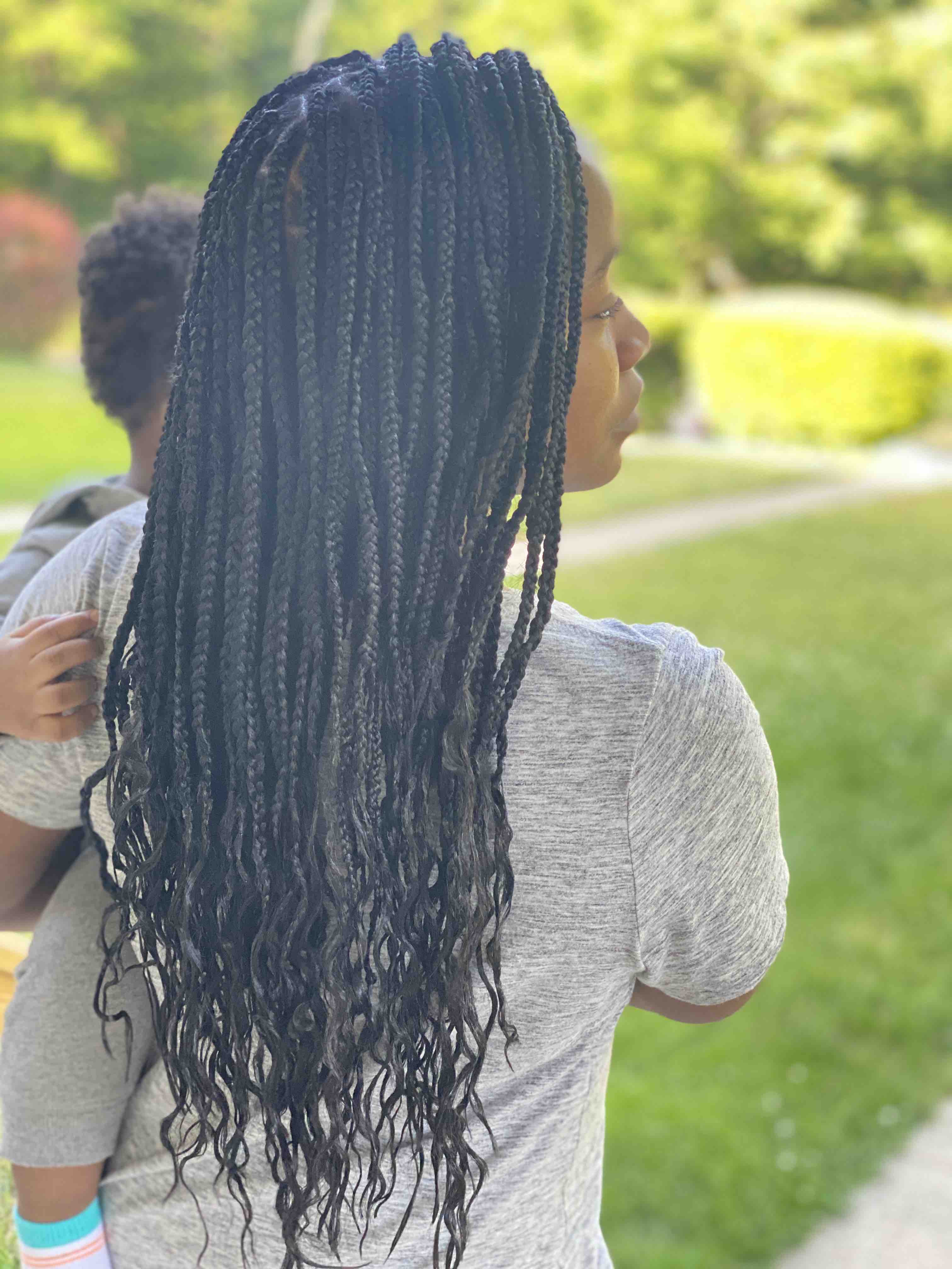 Small Bohemian Box Braids Mid Back