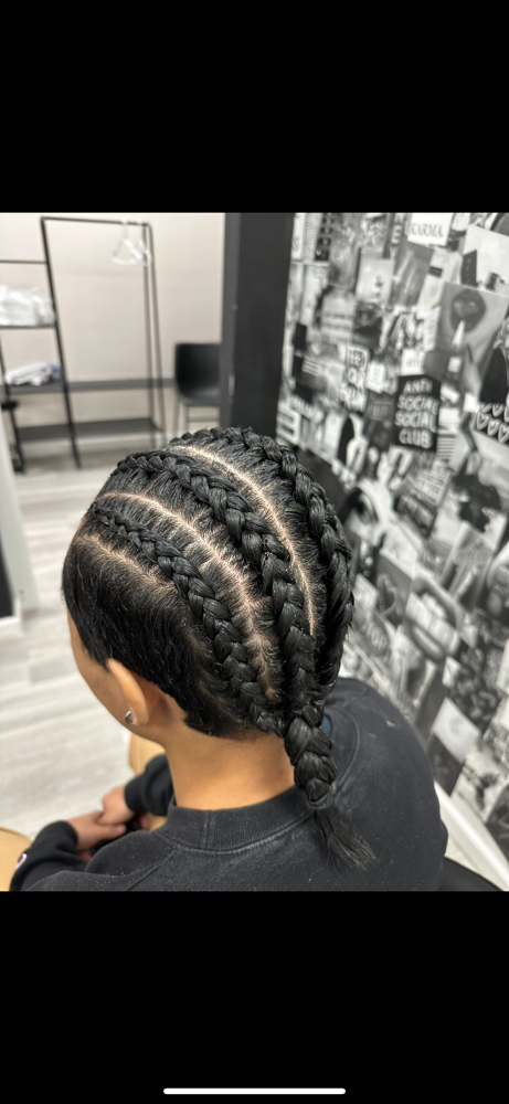 4 Large cornrow braids no hair