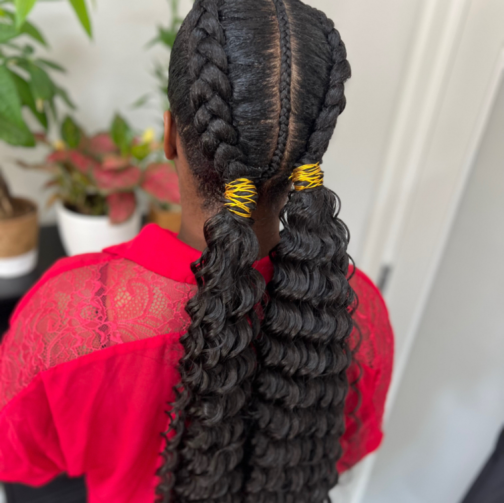 Two Feed-In Braids at WestAfrican Beauty Junction Braids in Prosper, TX