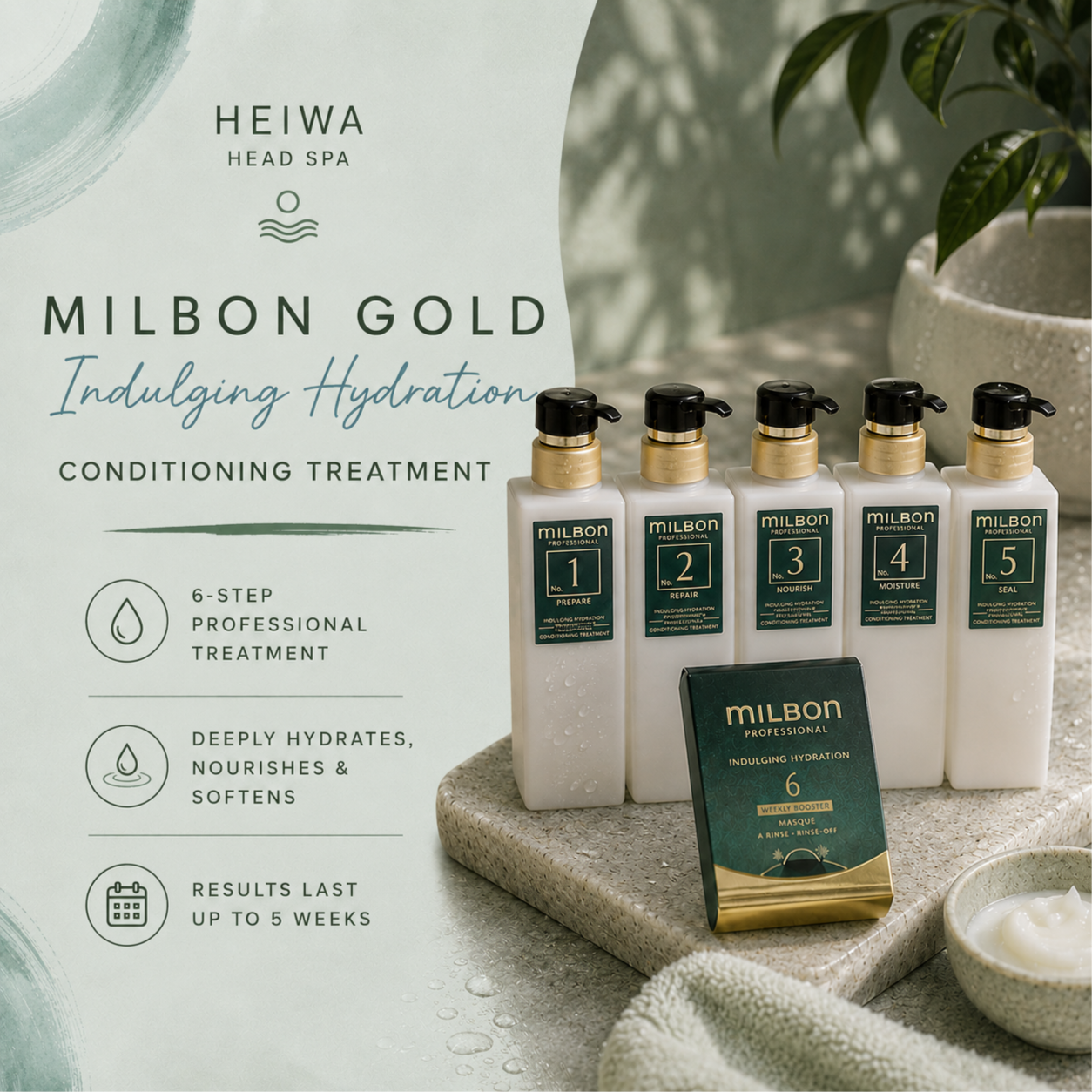 Milbon Gold Indulging Hydration at The Heiwa Head Spa in Fort Myers, FL