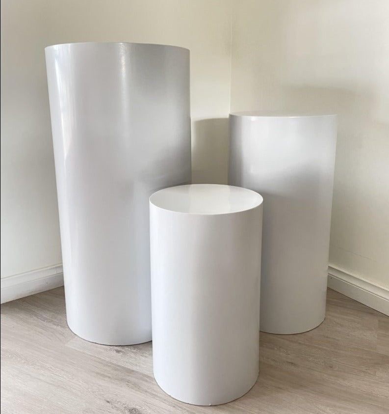 3 Pcs White Cylinders Stand