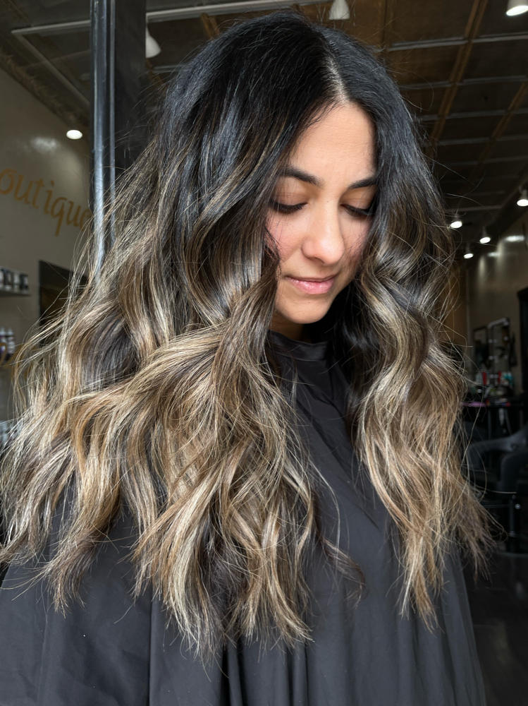 Root touch up + highlights