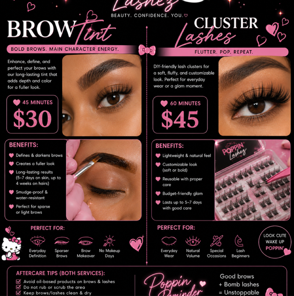 Brow Tint And Cluster Lashes at Poppinlashez