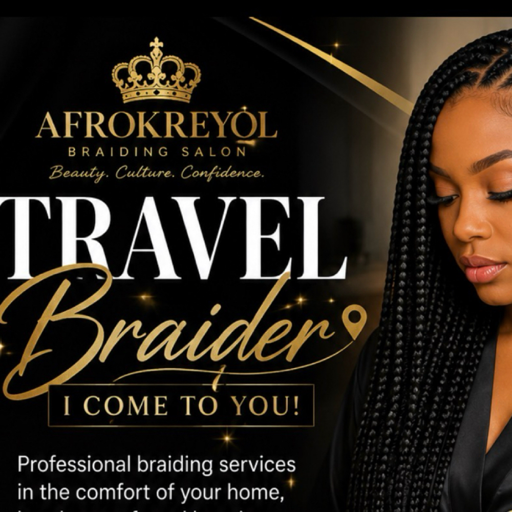 Travel Braider, I Come To You at Afrokreyol luxury Braids, k Tips, weave & locs salon in Plantation, FL