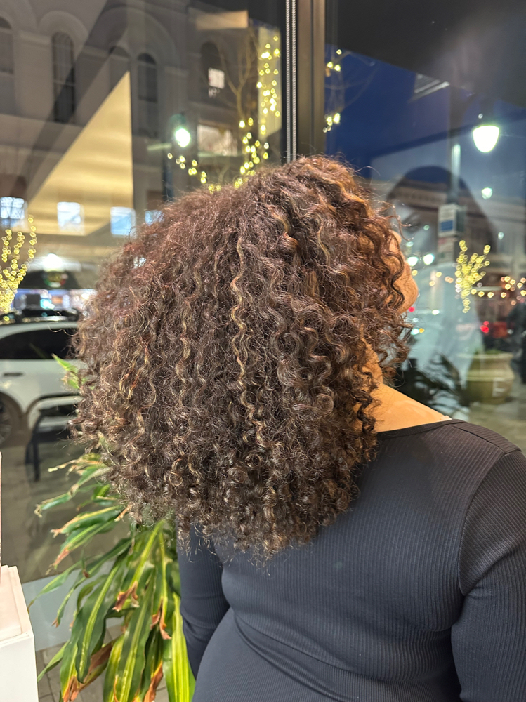 Curly Partial Highlight Haircut