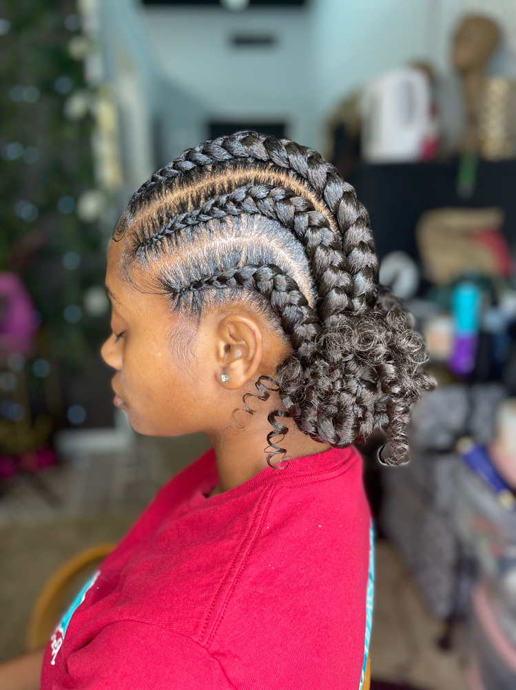 6 Feed In Braids With Two Buns
