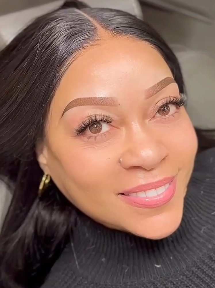 A 2+ year ombré brow touch-up is a