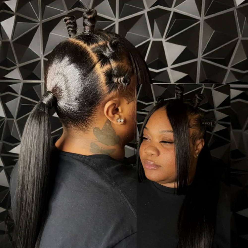 Bantu Knot Sleek Ponytail at Styles By Mk in Sherman, TX