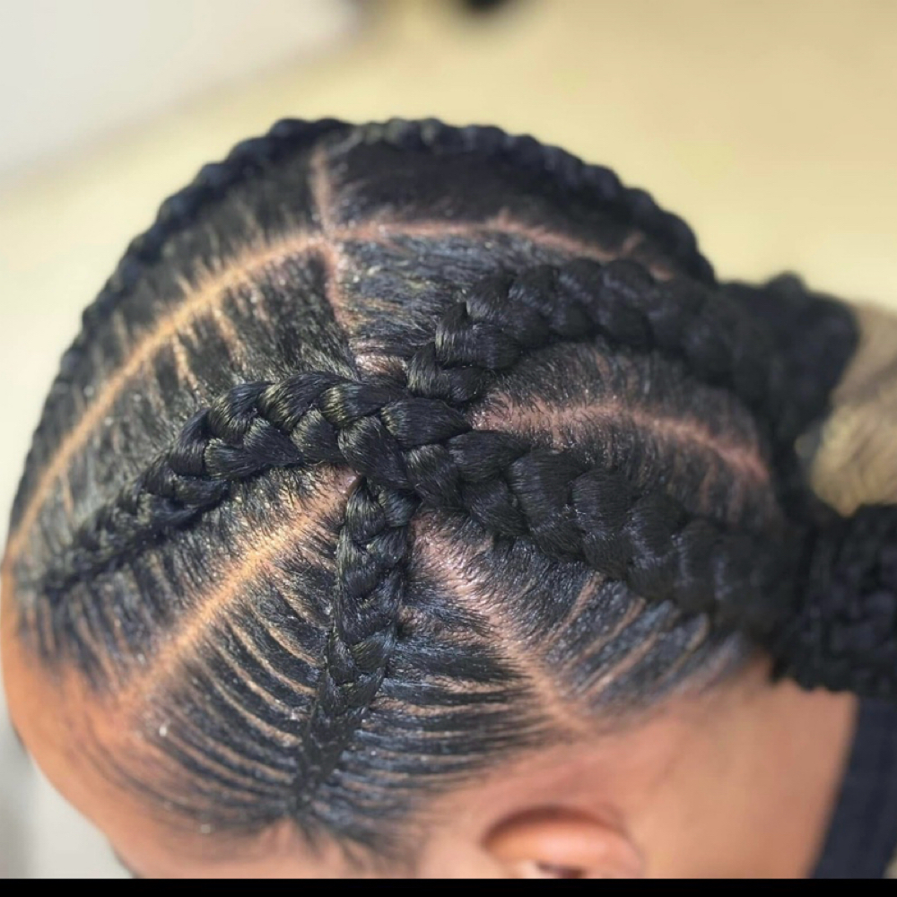 medium straight backs (5-8braids) at Hair Harmony: ByHazel in Columbus, MS
