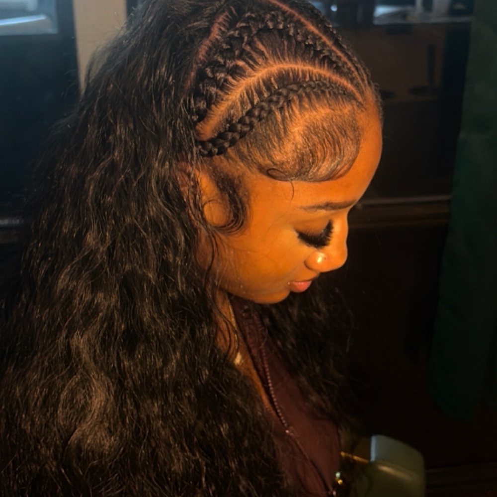 Half Cornrow Half Quick Weave at Dose Braids in Dallas, TX