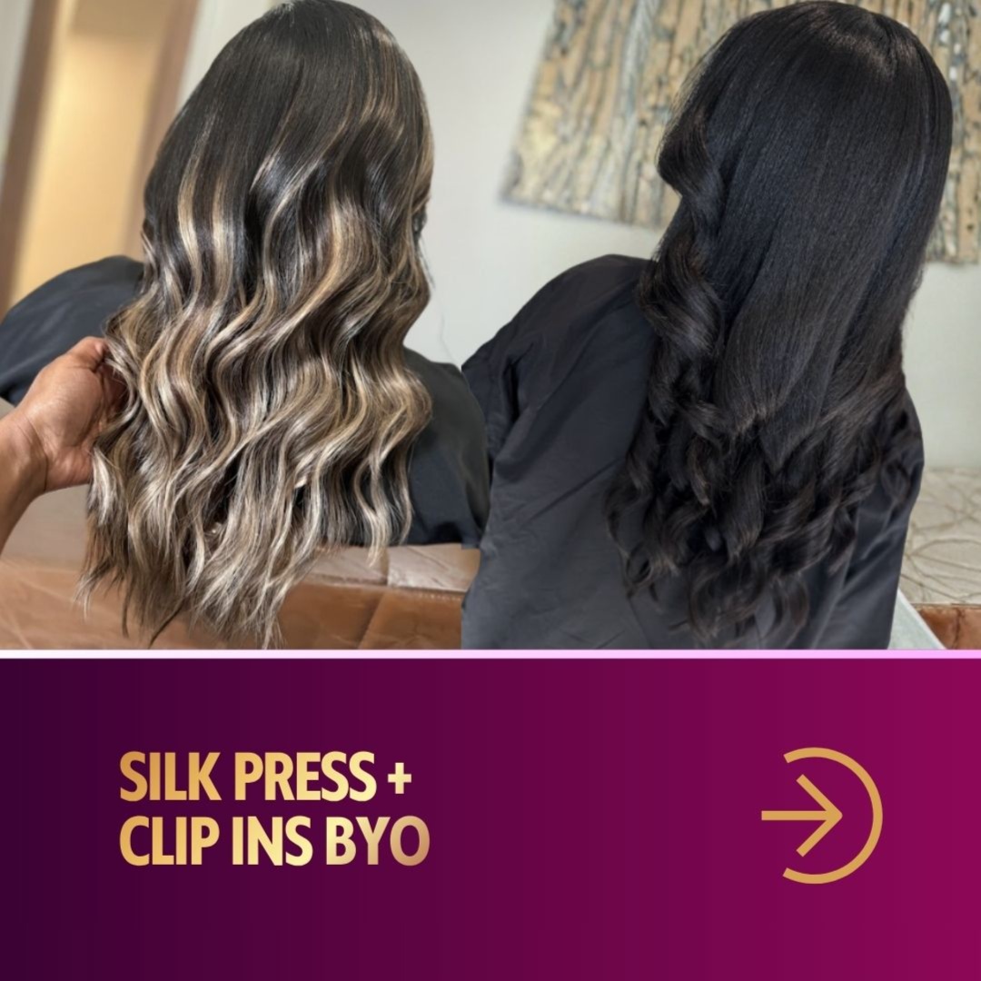 Silk Press + Clip Ins BYO at Her Mane Therapy in Lewisville, TX