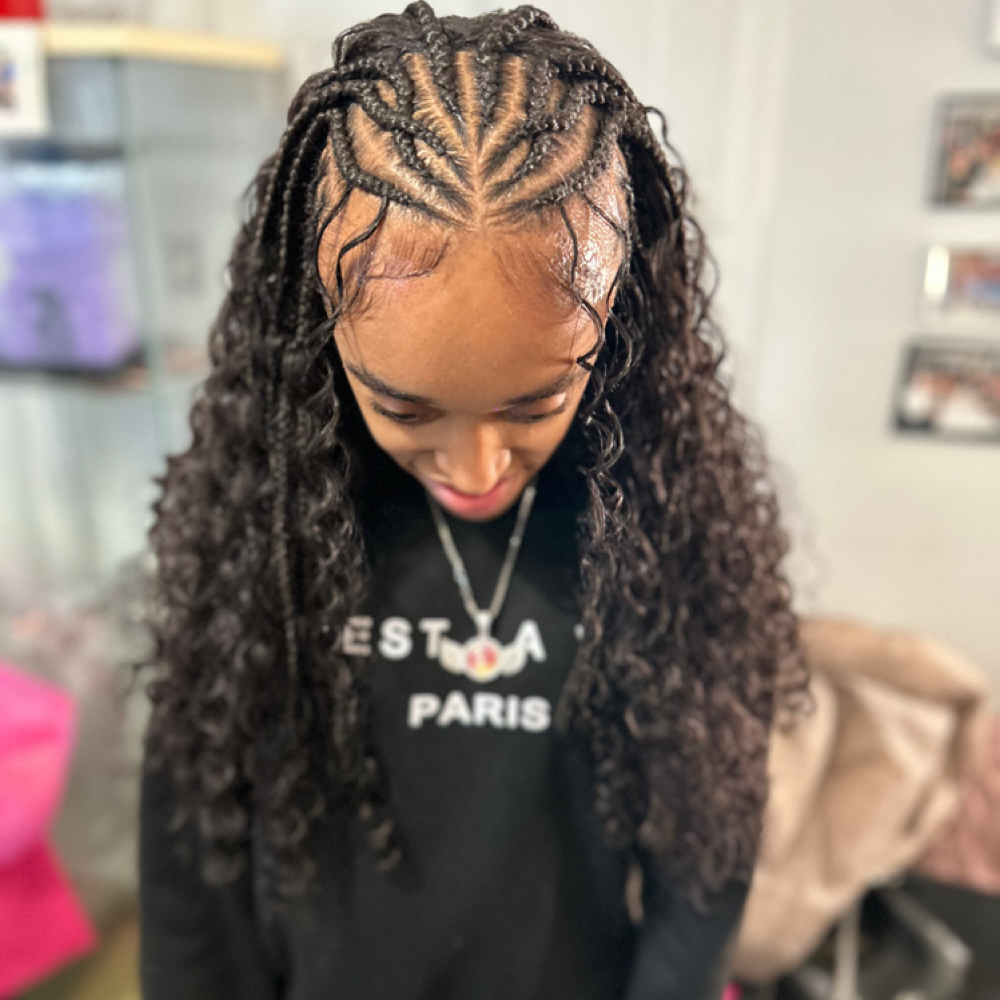 Half Weave & Half Boho Cornrows at Styles By Krystal in Fort Washington, MD