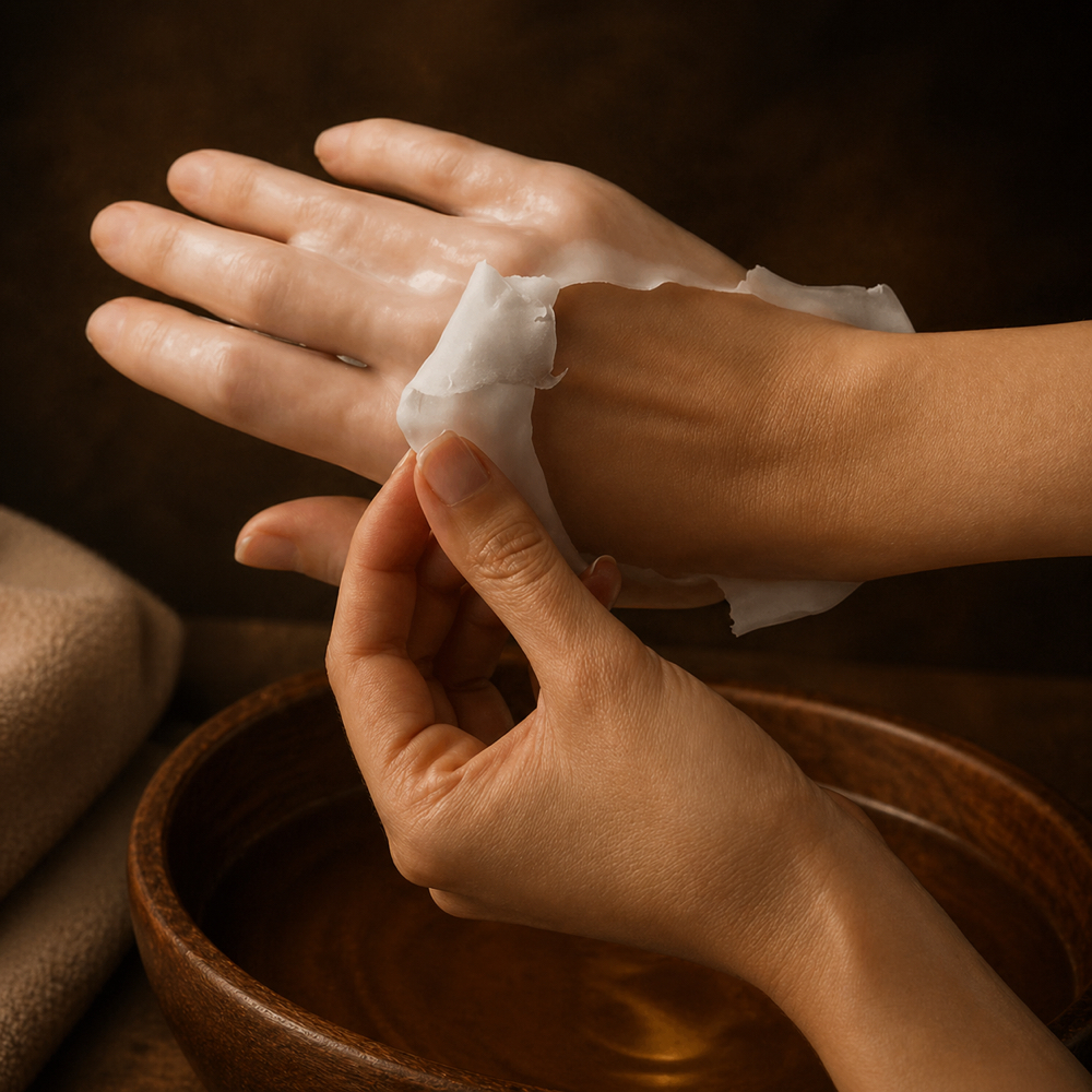 Warm Paraffin Therapy at Feather & Stone Massage in Valley Mills, TX