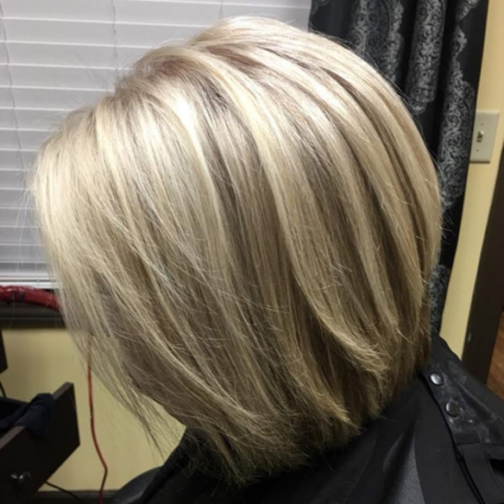 Base Color, Partial Foil & Cut at Hair Designs by Jessica in Cary, NC
