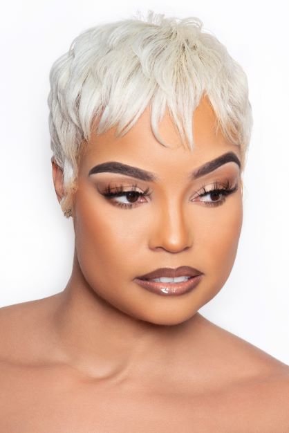 White Platinum Blonde Pixie at UrHairQueen Salon & Studio in Upper Marlboro, MD