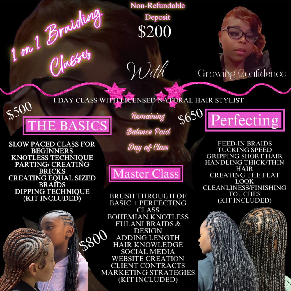 1 On 1 Braiding Class at Growing Confidence in Michigan City, IN