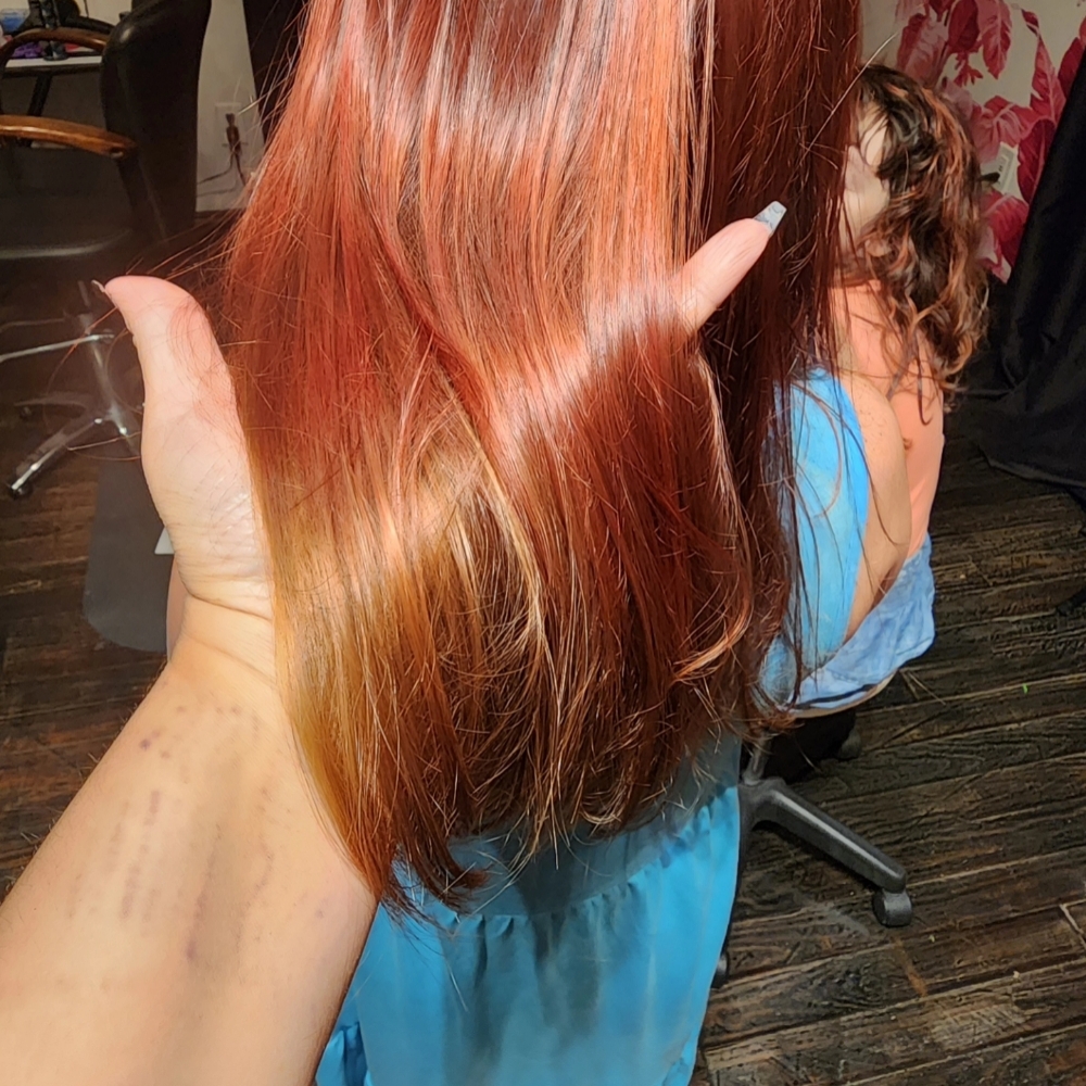 Hair gloss treatment at Designs by DeDe in Winter Haven, FL