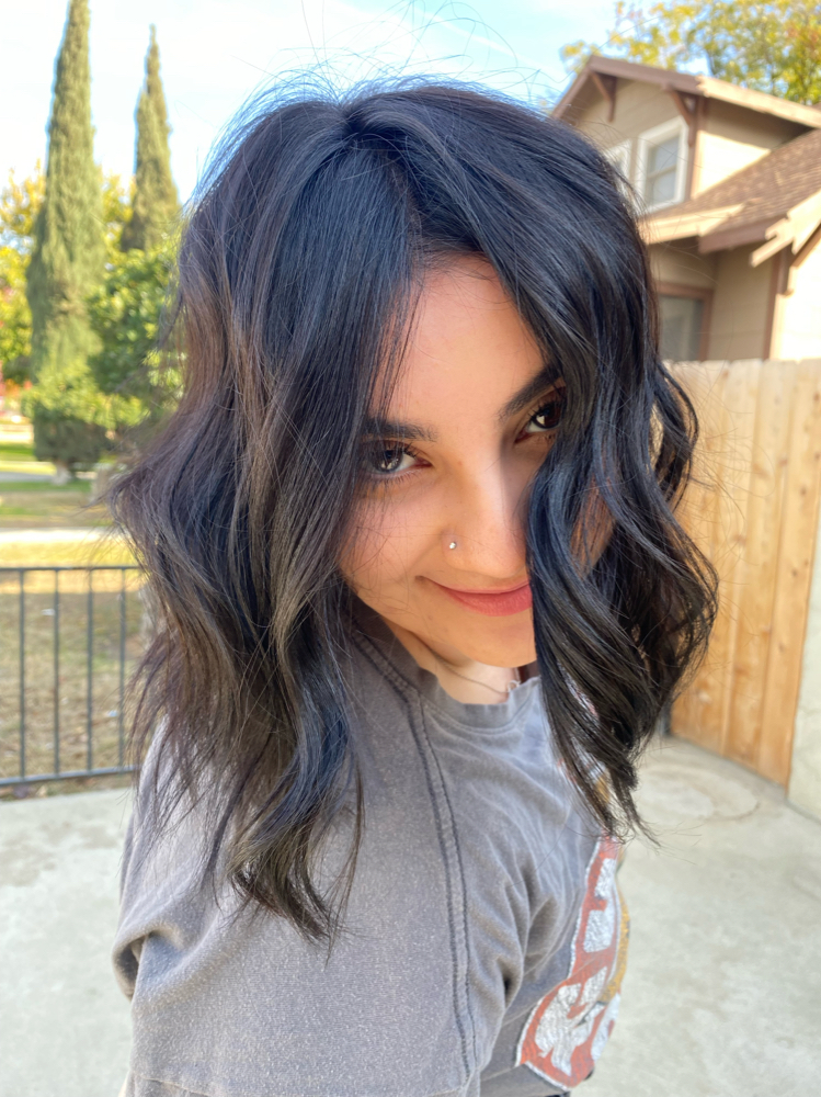 Scissor cut, shampoo w/ Blow Dry