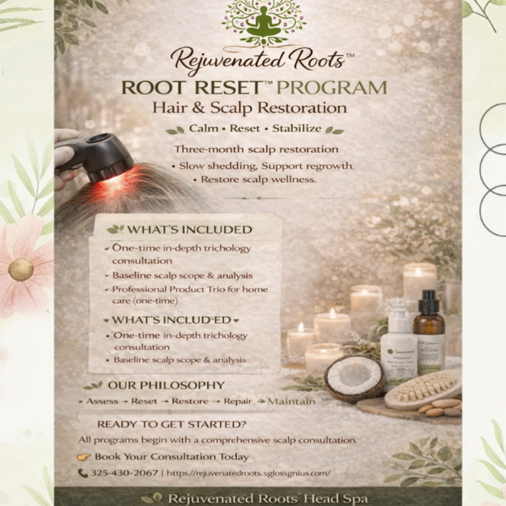 Root Reset ™Program at Rejuvenated Roots Head Spa, LLC in Brownwood, TX