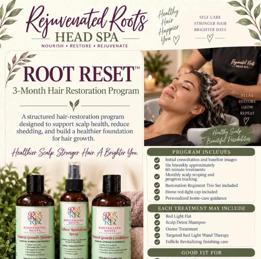 Root Reset ™Program at Rejuvenated Roots Head Spa, LLC in Brownwood, TX