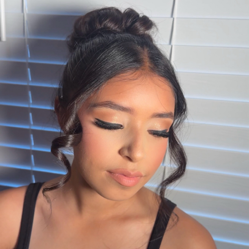 Full Glam +updo /hairstyle at The Glow Lab HTX in Richmond, TX