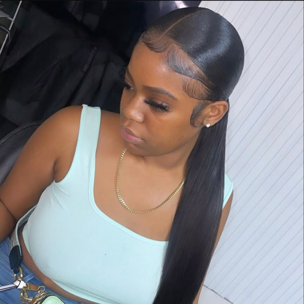 Sleek Ponytail at HairByQweenCoda in Bridgeport, CT