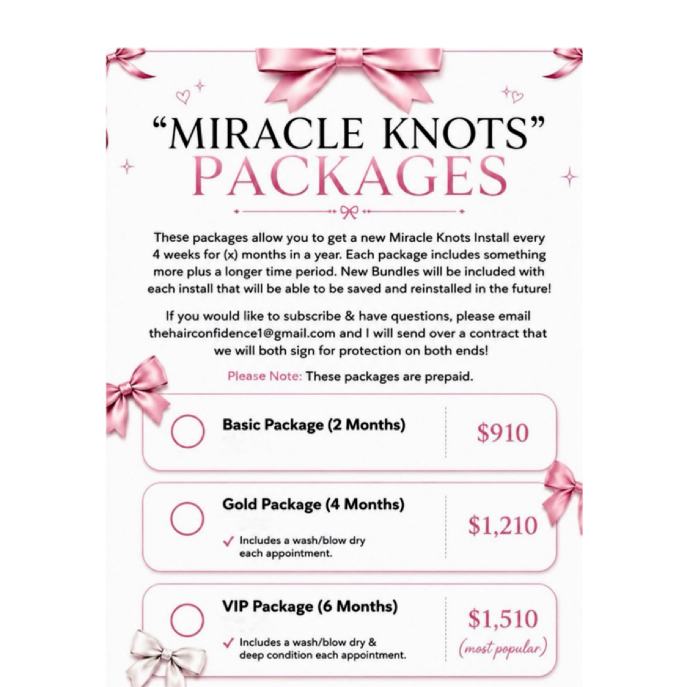 “Miracle Knots” Packages 🎀 at The Hair Confidence in Kansas City, MO