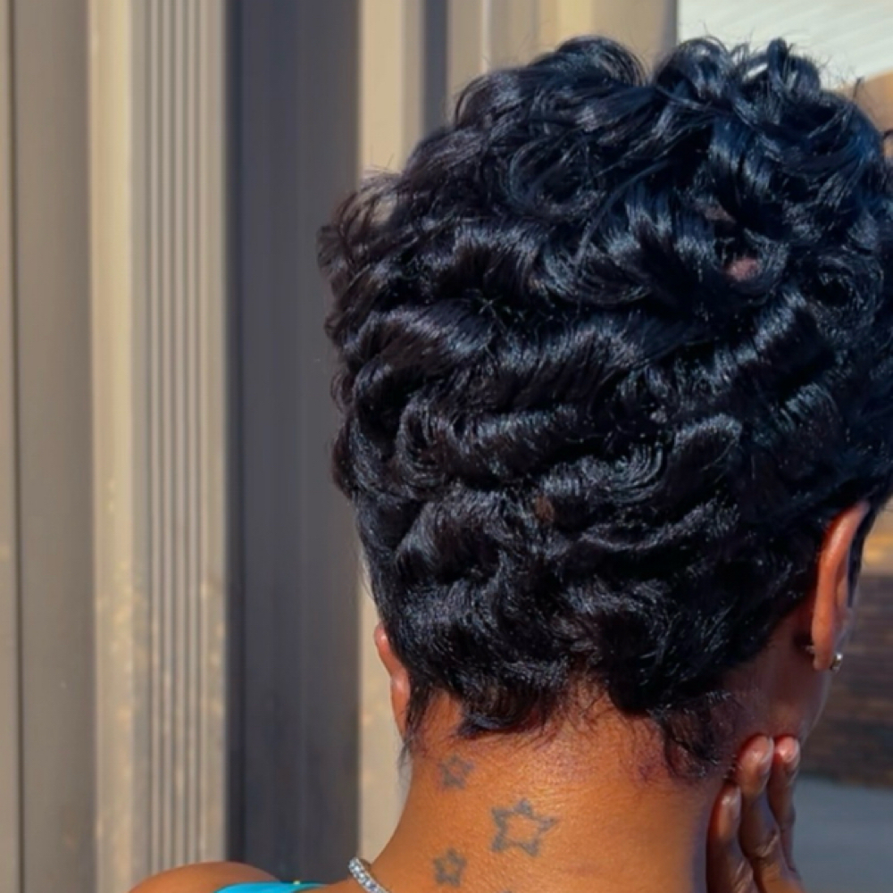 Virgin Relaxer Pixie Cut Blk Rinse at S.S Beauti and Image Studio in Pelham, AL