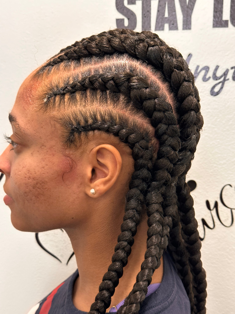 Cornrows Hair Added In Straigt Back