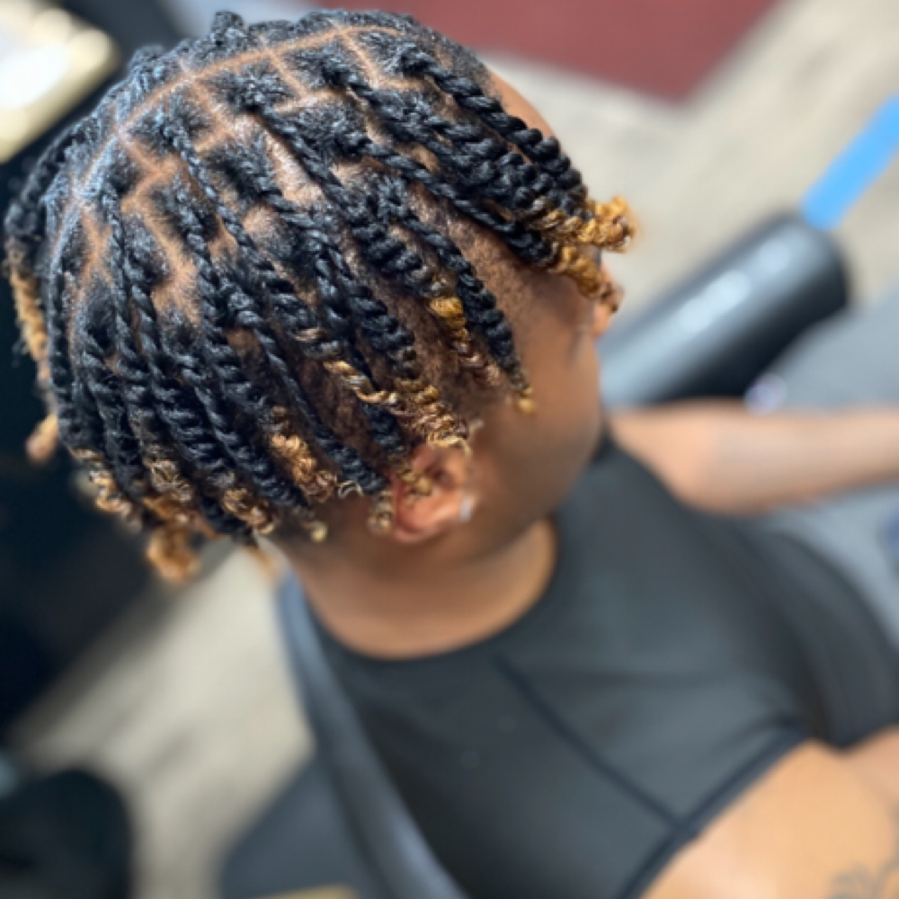 Men Two Strand Twist Partial at Crowned Braids Salon in Conway, SC