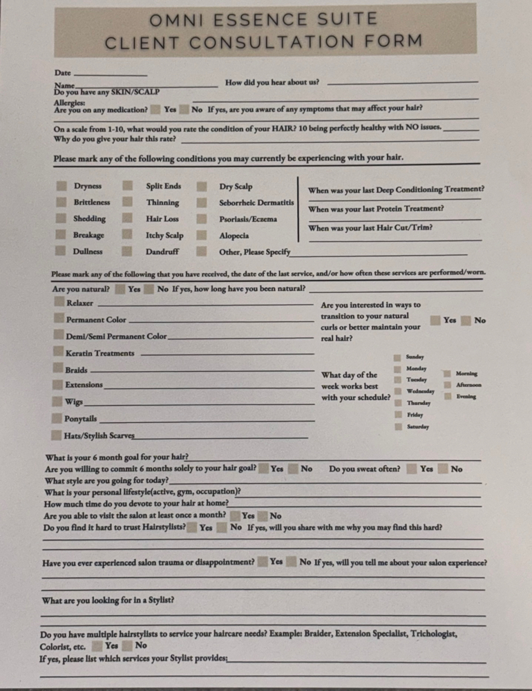 (REQUIRED) New Client Consultation