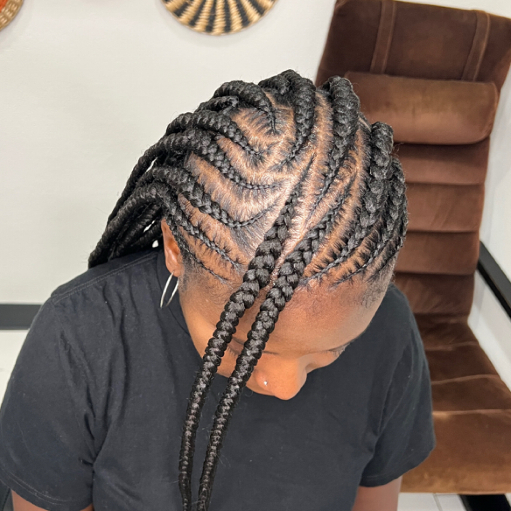 Large Feedin Cornrows at Braid Work in Plano, TX