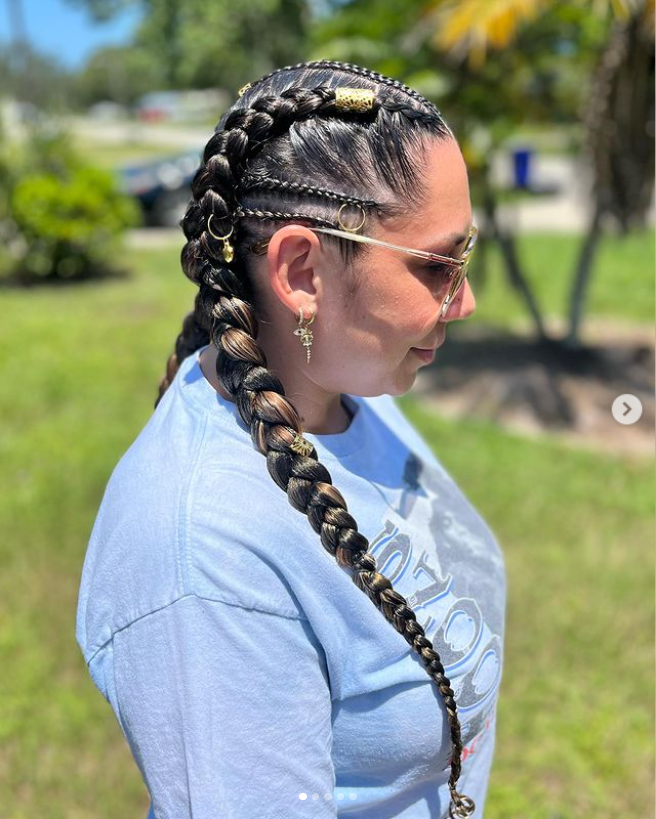 Two Braids w/ Added Small Braids