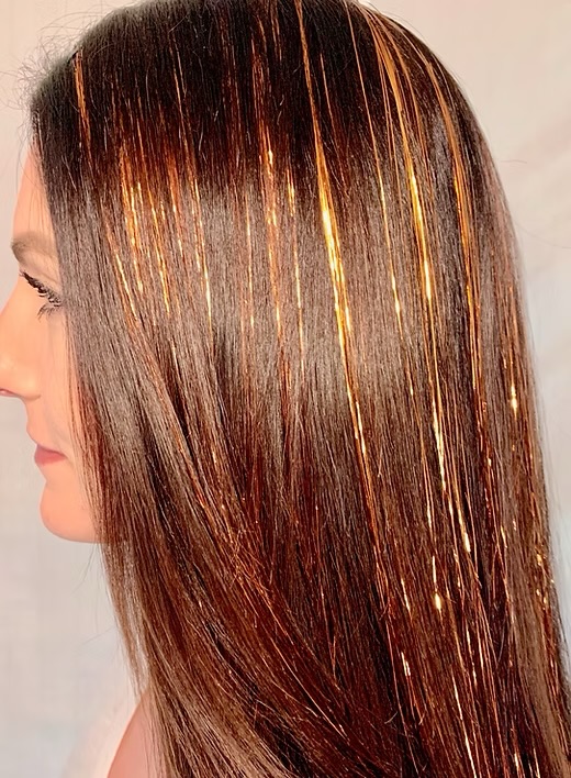 Hair tinsel at HairWorks Beauty Bar in Dewitt, AR