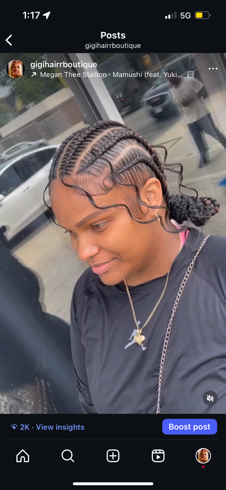 6 Stitch Braids at Gigi.hair boutique in Bronx, NY