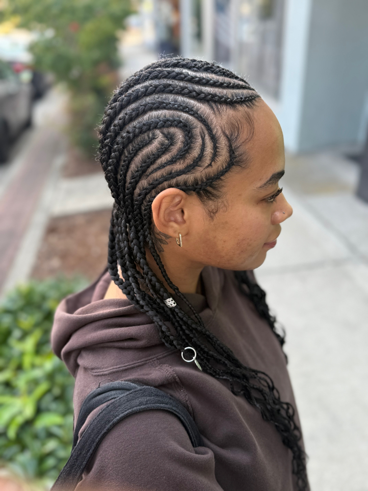 Feed In Cornrows W/ Design