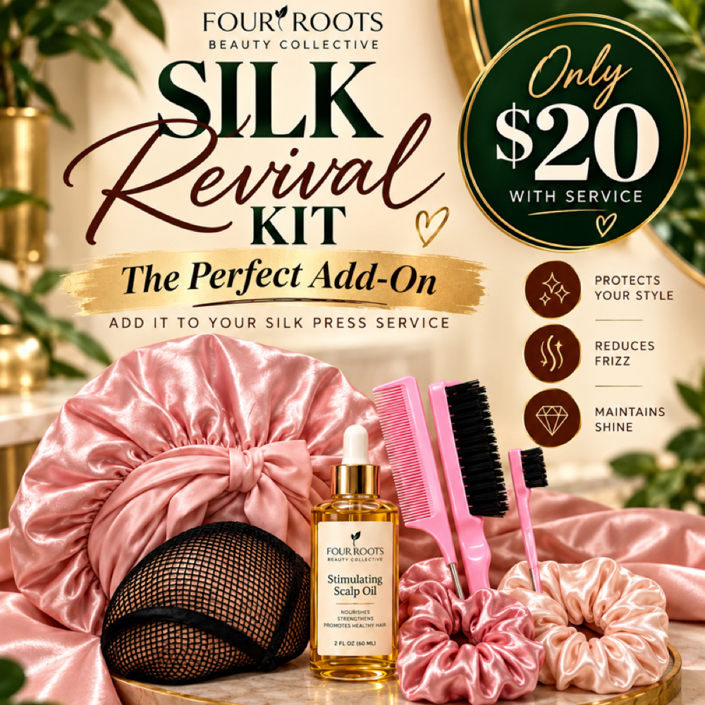 Silk Revival Kit W/Silk Press at Four Roots Beauty Collective in rock island, IL