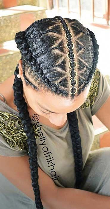 Twin Braids w/top AND side designs