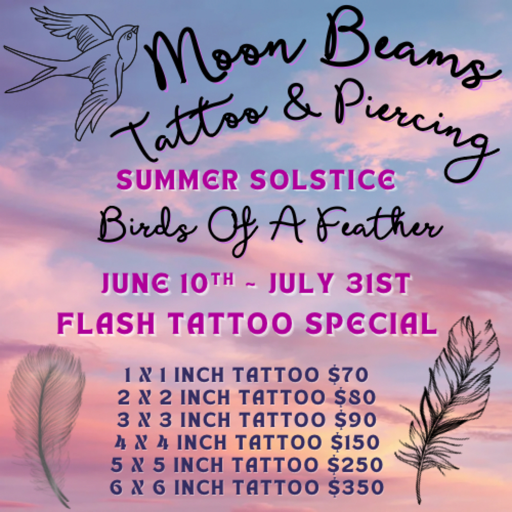 🪶JUNE & JULY TATTOO SPECIAL🪶 at Moon Beams Tattoo & Piercing in Pocatello, ID