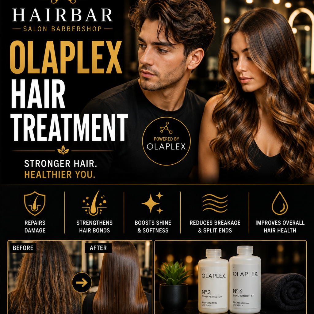 Olaplex Hair Treatment at HairBar Salon BarberShop in Cross Roads, TX