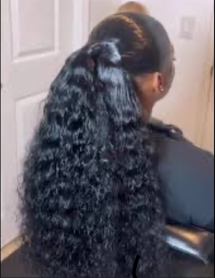 Half up/down glueless quickweave