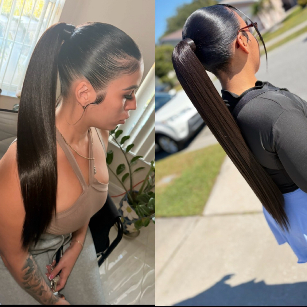 Sleek Classic Ponytail at Perla’s Nails in Orlando, FL