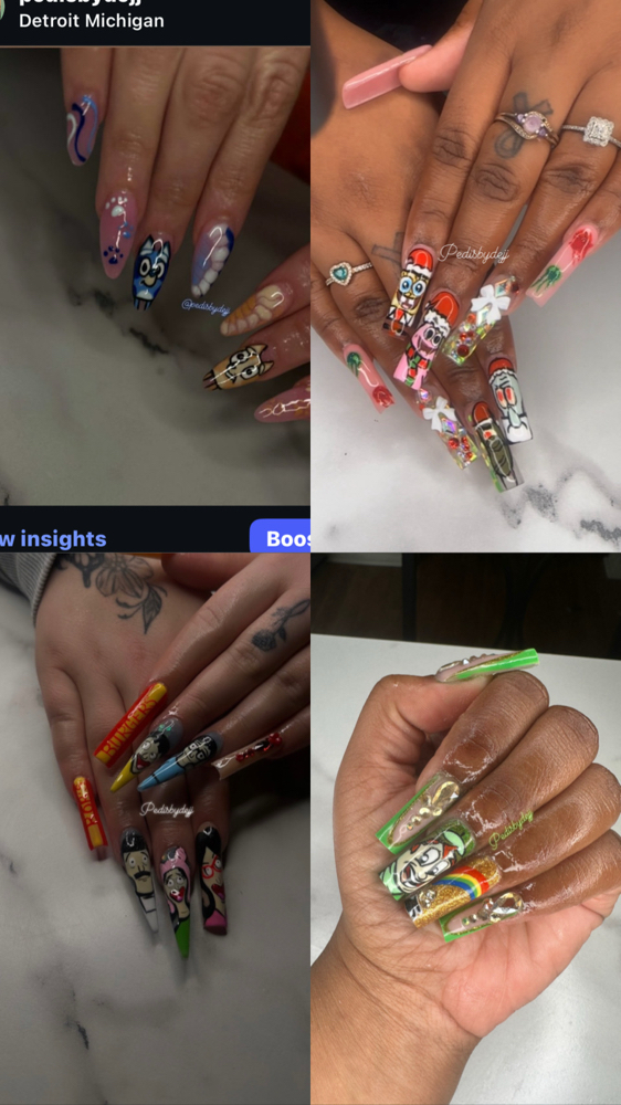 Handdrawn Character Nail