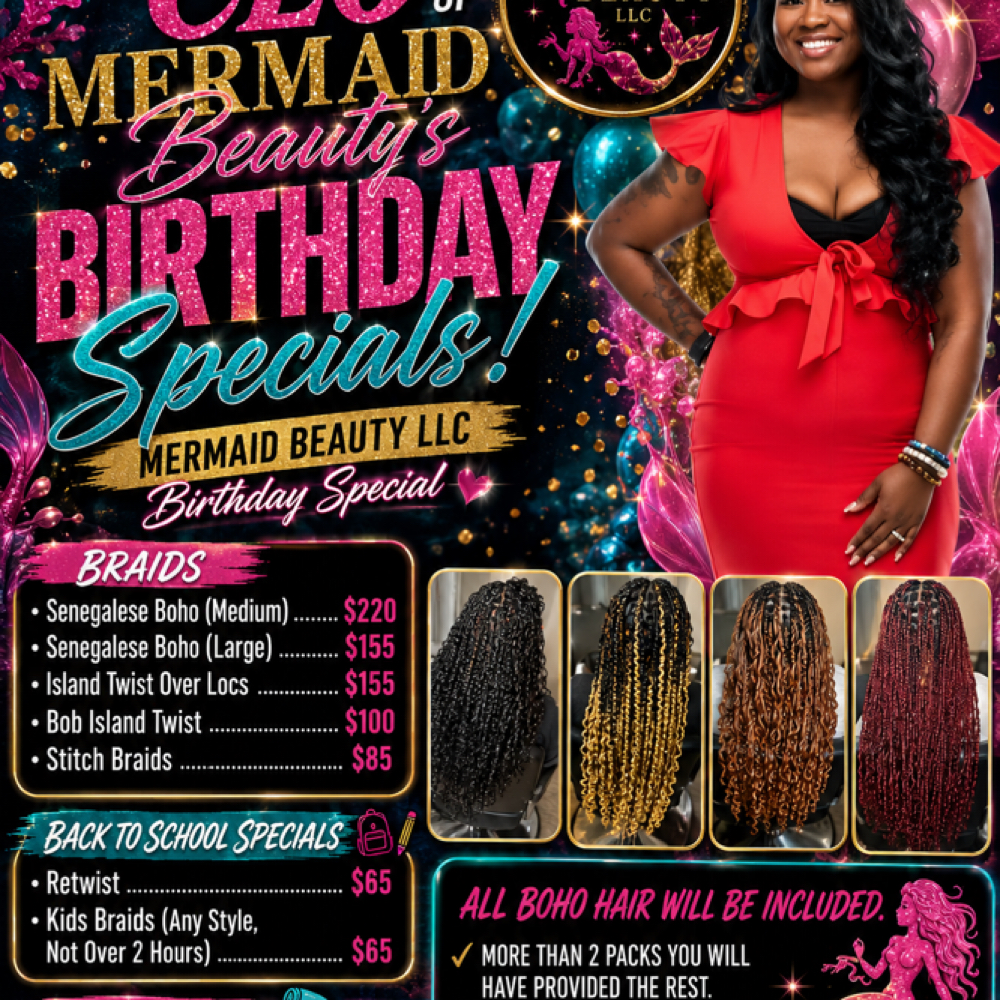 Birthday Special at Mermaid Beauty LLC in Lincoln, AL