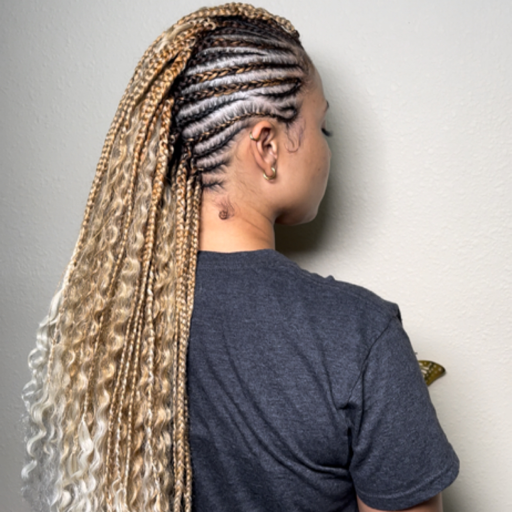 Half Up 8+ Feed-In Braids Add On at KNOT CULTURE by J in Lemon Grove, CA