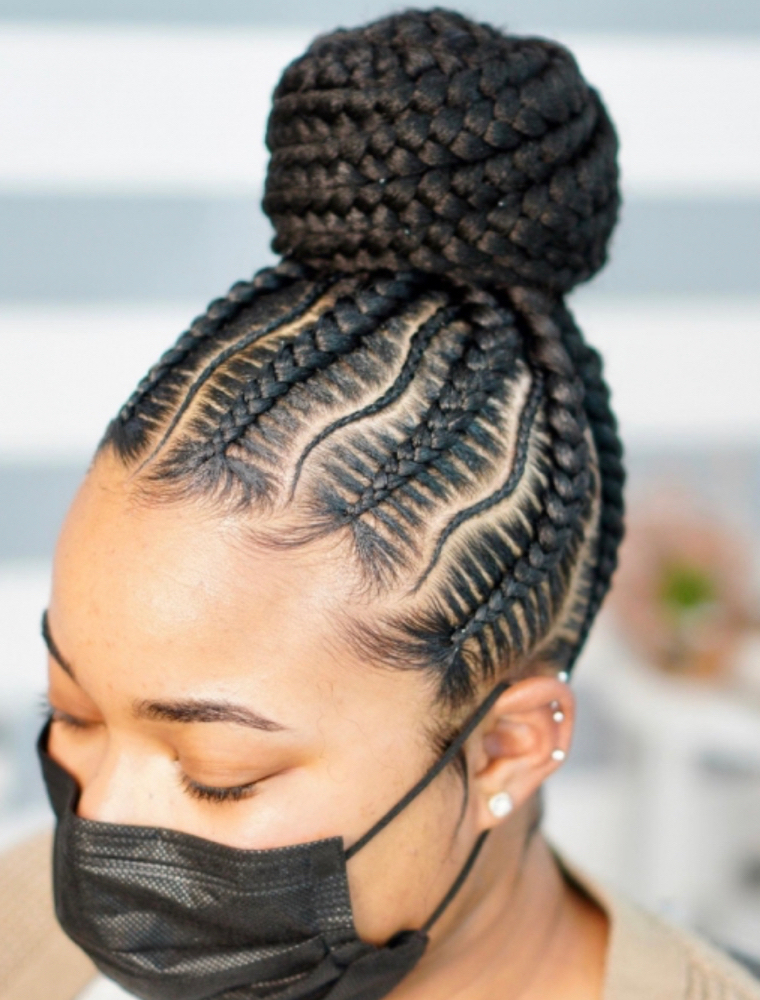 7-10 Cornrow Updo w/ Small braids