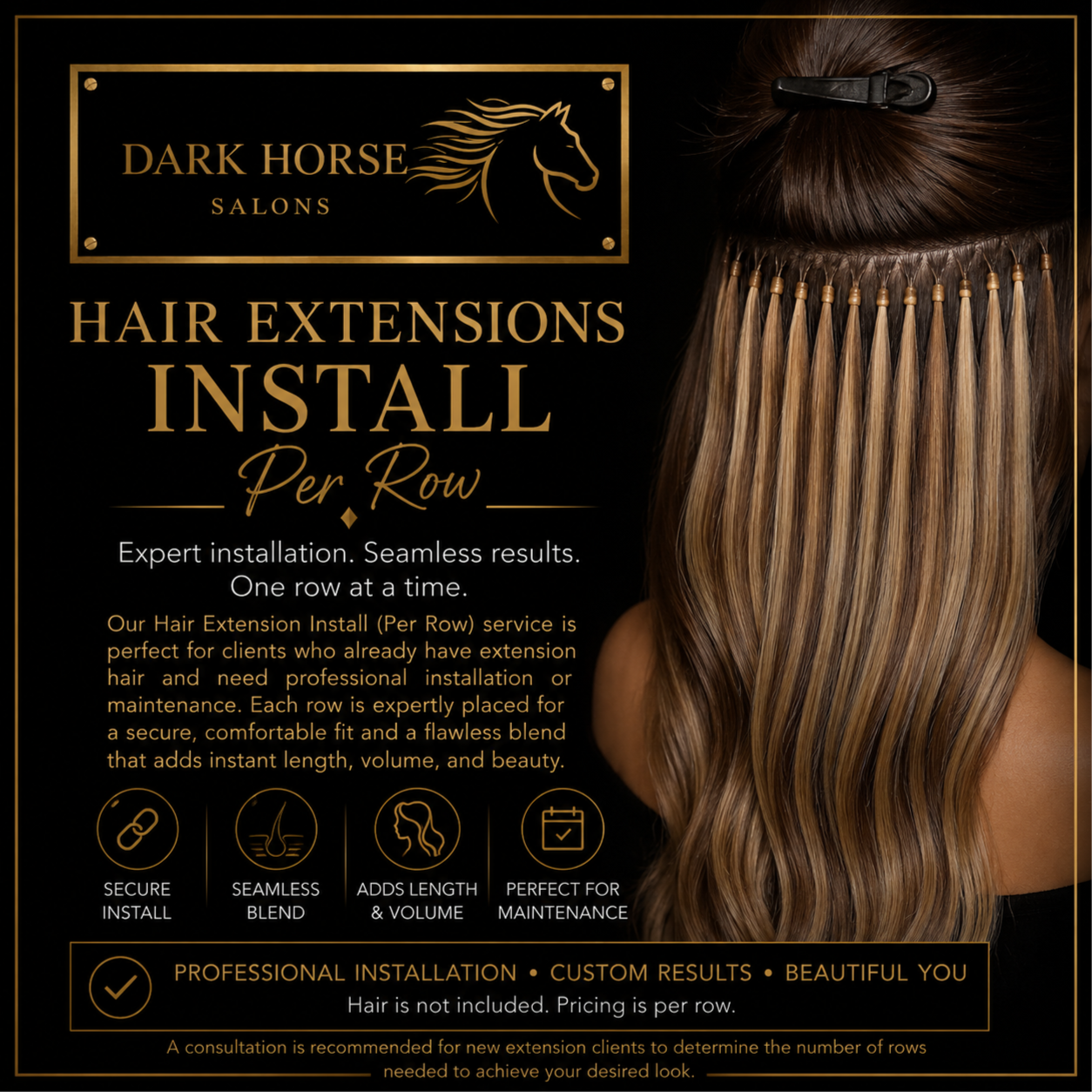 Hair extensions Install Per Row at Dark Horse Salons in Boulder, CO